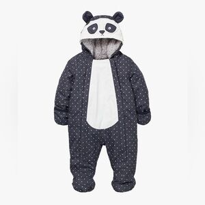 Mini Boden Baby Novelty Panda Snowsuit, Constellation Grey Navy 3/6 months NWT